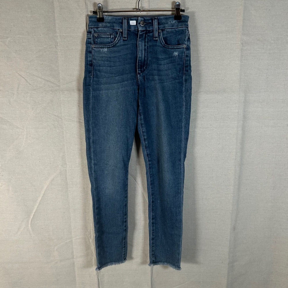 Joes Jeans Hi Honey High Rise Curvy Skinny Crop Blue Raw Hem Jeans W24 CL 522